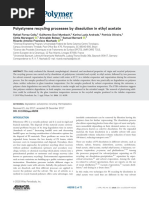 Polystyrene Recycling Processes by Dissolution in Ethyl Acetate