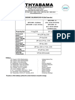 Odd Semester Academic Calender 2018 - 2019