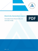 Electricity GenerationLicence HornsdalePowerReserve