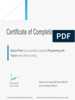 Programming With Python Training - Certificate of Completion PDF