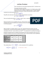 Acid Base Worksheet: H pOH - Log O H