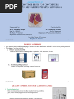 Quality Control Tests For Containers, Closures and Secondary Packing Materials