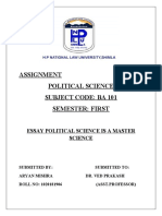 Assignment Political Science Subject Code: Ba 101 Semester: First