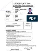 Faculty Eligibility Test - 2010: Hallticket