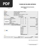 Cuadro de Valores Unitarios Jaime Pariona