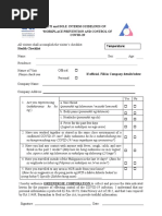 Visitors Health Checklist Form (From DTI and DOLE)