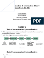 Digital Communications and Information Theory Lecture 1