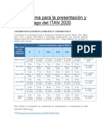 Cronograma para La Presentación y Pago Del ITAN 2020