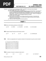 Chemistry 101 SPRING 2005: Final Form B SECTIONS 501-511 Dr. Keeney-Kennicutt