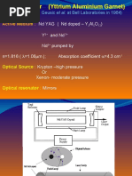 ND: YAG Laser (Yttrium Aluminium Garnet) : (J. E. Geusic Et Al. at Bell Laboratories in 1964)