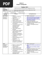 Training Plan Cookery