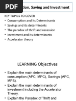 Consumption Savings Investment. Paradox