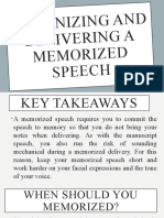 Organizing and Delivering A Memorized Speech