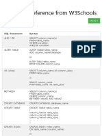 SQL Quick Reference From W3Schools: Previous Next