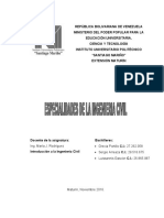 Especialidades de La Ing. Civil