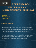 Role of Research Leadership and Management in Nursing