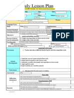 Daily Lesson Plan: TEACHER'S NAME: Mr. Mohammad Rasyid Balan