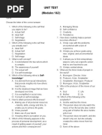 1st and 2nd UNIT TEST in PERSONAL DEVELOPMENT