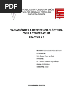 Variacion de La Resistencia Electrica Con La Temperatura, Ing. Quimica