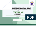 Classroom Observation Tool-Rpms: Teacher I-Iii