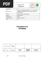 Procedure For Stringing: Laying & Construction of 12", 6" & 4" NB U/G Steel P/L Network & Associated Works at Hyderabad