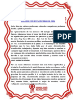 Discurso Por Fiestas Patrias Del Peru: Del Perú. Es El Aniversario de La Patria, Es El Homenaje A Sus Notables