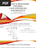 Factor & Remainder Theorem CAPE Integrated Mathematics