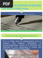 Course: Business Writing Course Code: 2041