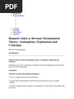 Baumol's Sales or Revenue Maximisation Theory: Assumptions, Explanation and Criticisms