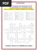 Cruzadinha 8 Ano - Multiplicação