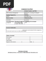 Assignment Cover Sheet Qualification Module Number and Title