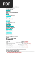 Present Continuous Exercises Test 1 - Positive Statements Exercise