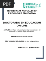 ANÁLISIS 1.4 Papel de La Psicología en El Proceso Educativo Del Hombre en Sus Distintas Etapas de Desarrollo