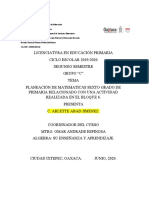 Arlette. Álgebra. Planeación de Matematicas, Sexto Grado.