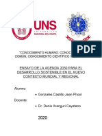 Ensayo de La Agenda 2030 para El Desarrollo Sostenible en El Nuevo Contexto Mundial y Regional