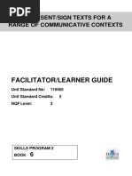 Facilitator/Learner Guide: Write/Present/Sign Texts For A Range of Communicative Contexts