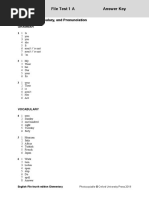 File Test 1 A Answer Key: Grammar, Vocabulary, and Pronunciation