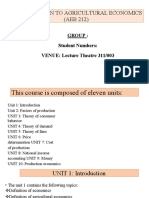 Introduction To Agricultural Economics (AEB 212) : Group: Student Numbers: VENUE: Lecture Theatre 311/003