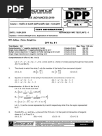 Target: Jee (Advanced) 2019: DPP No. # 1