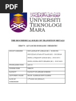The Biochemical Roles of Transition Metals: Chm579: Advanced Inorganic Chemistry