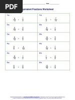 Equivalent Fractions Worksheet: Name: - Date