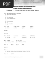 Worksheet 11: Pythagoras' Theorem and Similar Shapes: Answers To Extended Revision Exercises: Shape, Space and Measures