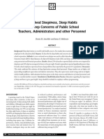 Perceived Sleepiness, Sleep Habits and Sleep Concerns of Public School Teachers, Administrators and Other Personnel