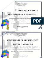 Certificate of Participation Kristoper Rey B. Pabilonia