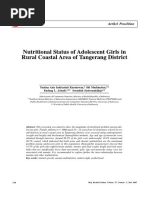 Nutritional Status of Adolescent Girls in Rural Coastal Area of Tangerang District