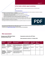 Example Risk Assessment For Motor Vehicle Repair Workshop