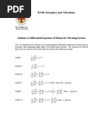 EN40: Dynamics and Vibrations: Solutions To Differential Equations of Motion For Vibrating Systems