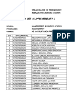 Admission List: Supplementary 1: Yaba College of Technology 2019/2020 ACADEMIC SESSION