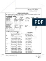 Model APS-255CH: Selectable Features