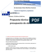 Propuesta Tecnica Vs Presupuestro de Obra